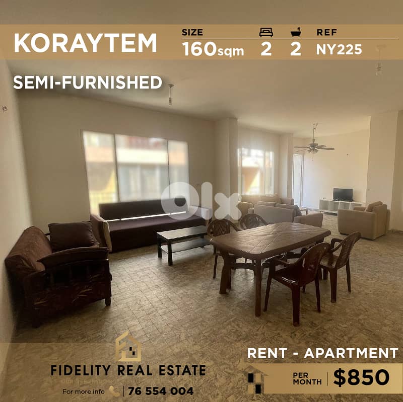 Apartment for rent in Koraytem NY227  شقة للإيجار في  قريطم 0