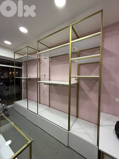 2 Big Aluminium Clothing Stands + Desk + Center Table