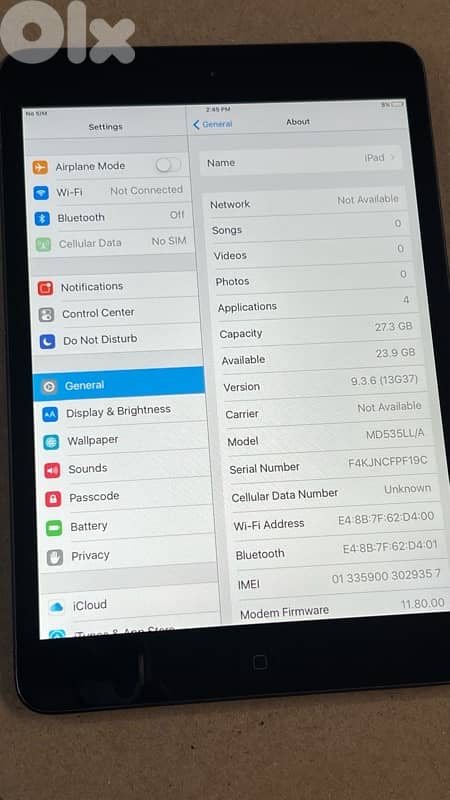 ipad mini 32 gb cellular (sim) 2
