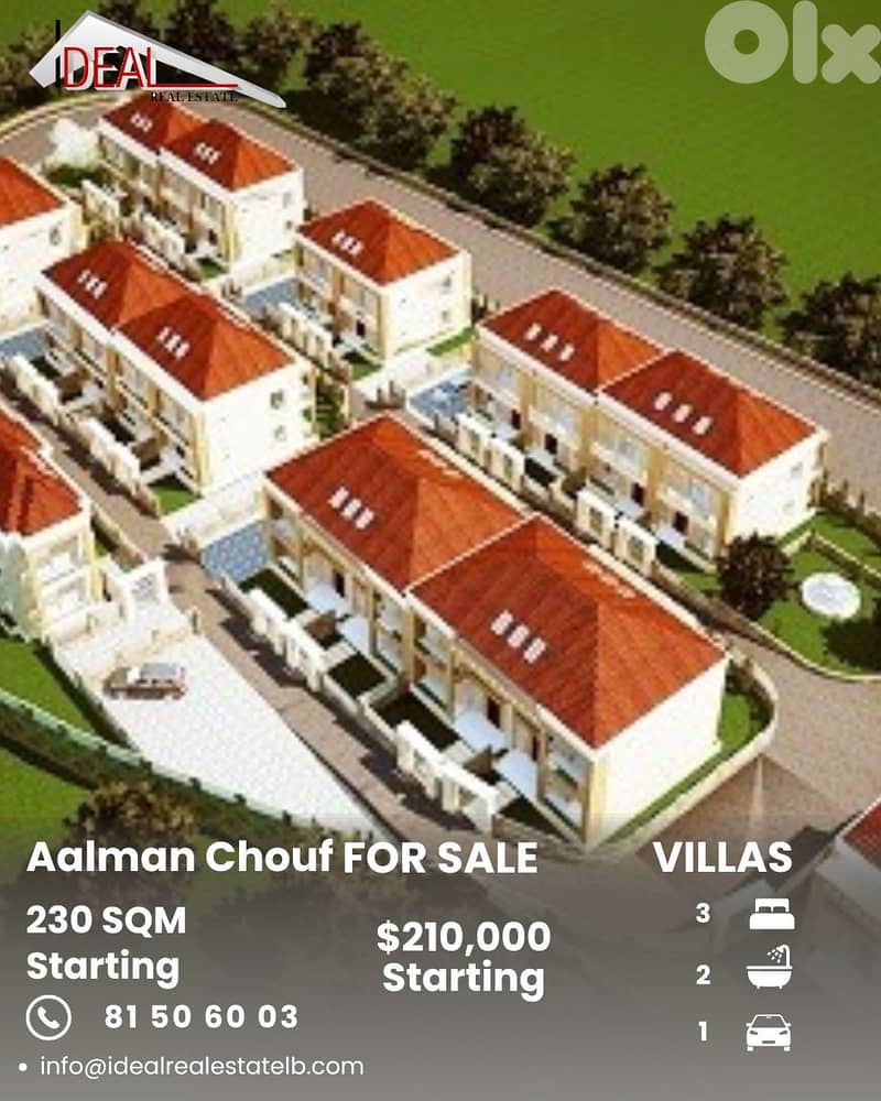 Villas for sale in Alman al Chouf فيلا للبيع في علمان الشوف 0