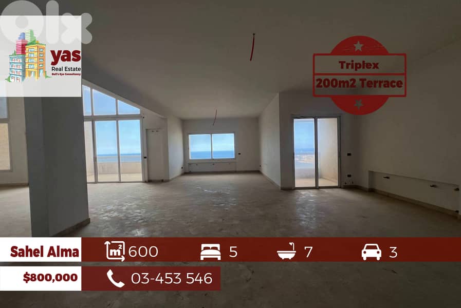 Sahel Alma 600m2 | 200m2 Terrace | Triplex | Panoramic View | EH 0
