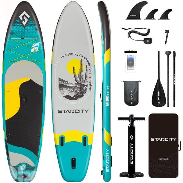 STADCITY SHINY GREEN Stand Up Paddle Board + D-RINGS for kayak seat 0