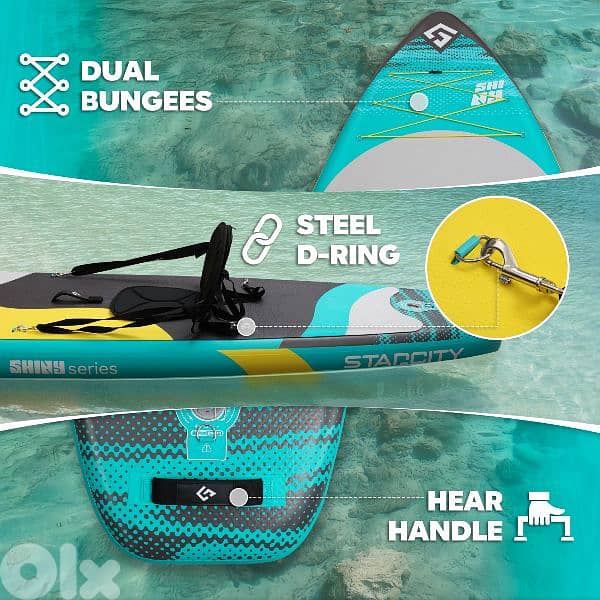 STADCITY SHINY GREEN Stand Up Paddle Board + D-RINGS for kayak seat 3