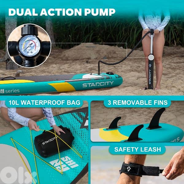 STADCITY SHINY GREEN Stand Up Paddle Board + D-RINGS for kayak seat 4