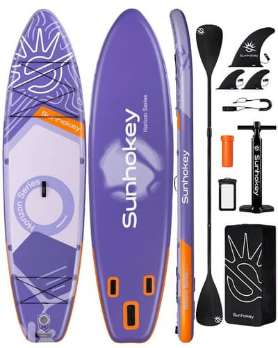 SUNHOKEY (PURPLE) Stand Up Paddle Board (SUP) + D-rings for kayak seat
