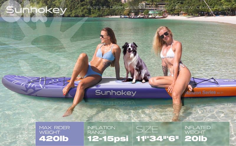 SUNHOKEY (PURPLE) Stand Up Paddle Board (SUP) + D-rings for kayak seat 6