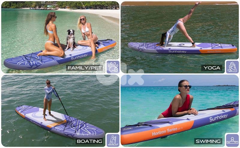 SUNHOKEY (PURPLE) Stand Up Paddle Board (SUP) + D-rings for kayak seat 8