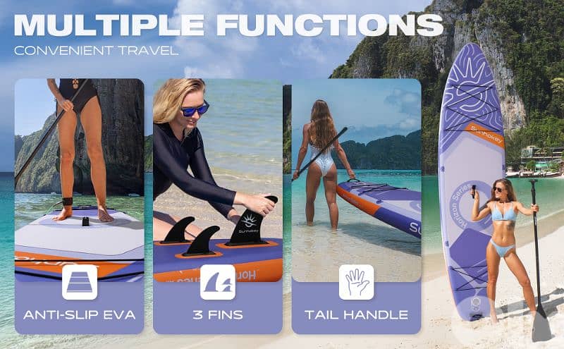 SUNHOKEY (PURPLE) Stand Up Paddle Board (SUP) + D-rings for kayak seat 9