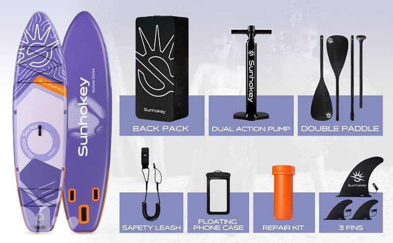 SUNHOKEY (PURPLE) Stand Up Paddle Board (SUP) + D-rings for kayak seat 10