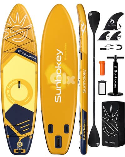 SUNHOKEY (YELLOW) Stand Up Paddle Board (SUP) + D-rings for kayak seat