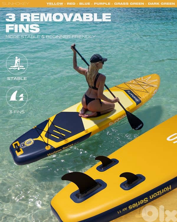 SUNHOKEY (YELLOW) Stand Up Paddle Board (SUP) + D-rings for kayak seat 6