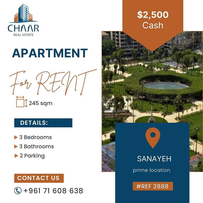Apartment for Rent in Sanayeh - شقة للايجار في الصنايع - #R2888 0