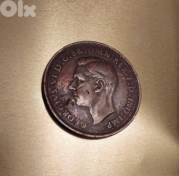 England 1938 large bronze one penny KGVI 0