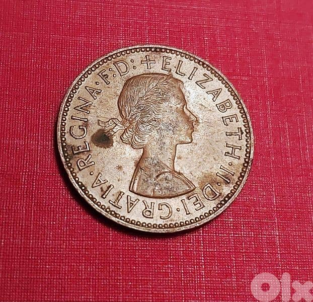 England 1963  half penny Queen Elizabeth II 1