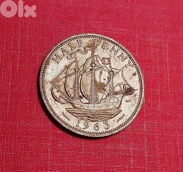 England 1963  half penny Queen Elizabeth II 0