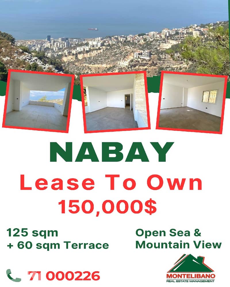 125 sqm Apartment For Sale in Nabay (نابيه) with 60 sqm Terrace+View 0