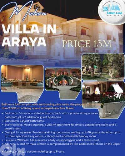 High-End 2,500 m² Villa in Araya on a 9,451 m² Plot with Iconic Views