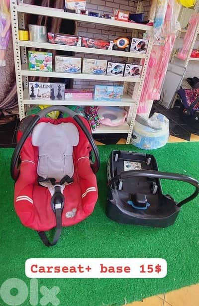 carseat + base baby trend كرسي سيارة هزاز