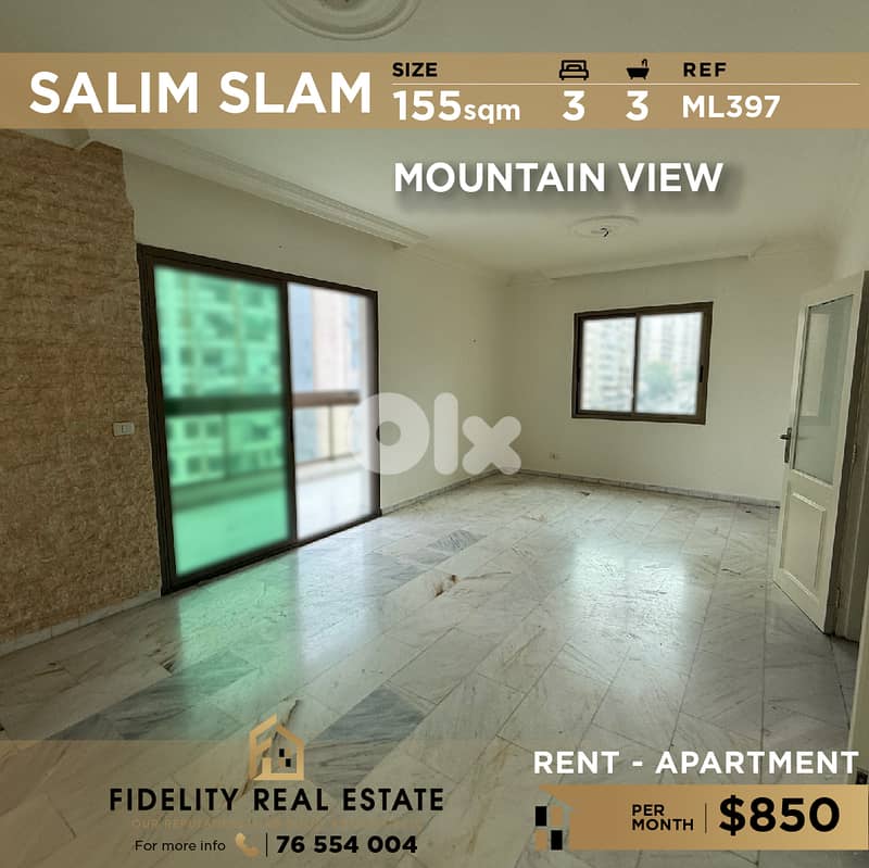 Apartment for rent in Salim Slam ML397 شقة لإيجار في سليم سلام 0