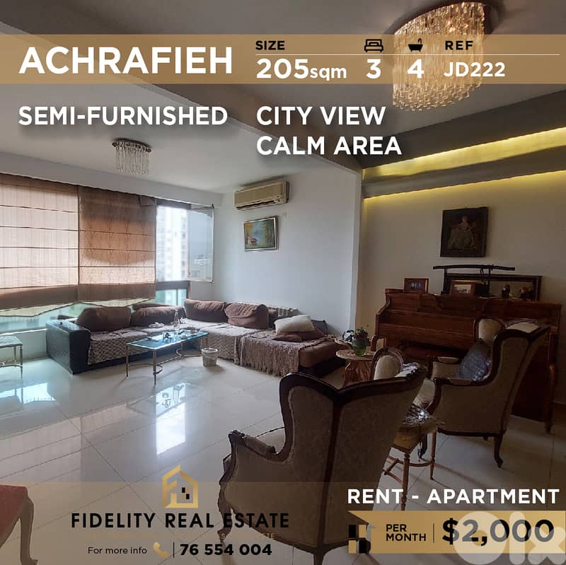 Apartment for rent in Achrafieh JD222 شقة للإيجار في الأشرفية 0