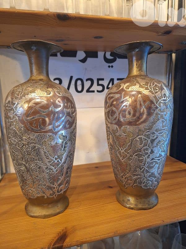 نحاس انتيك مكتب بالفضة مجموعة مكونة من ٨ قطعة اسلامي قديم 1