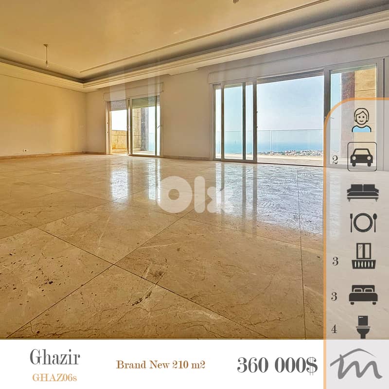Ghazir | Signature-Brand New 215m² | 3 Balconies | Panoramic Sea View 0