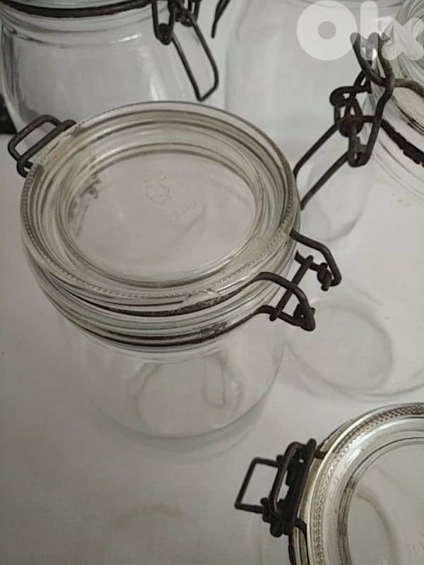 Vintage 5 ARC France Glass Jars herm canister - Not Negotiable 1