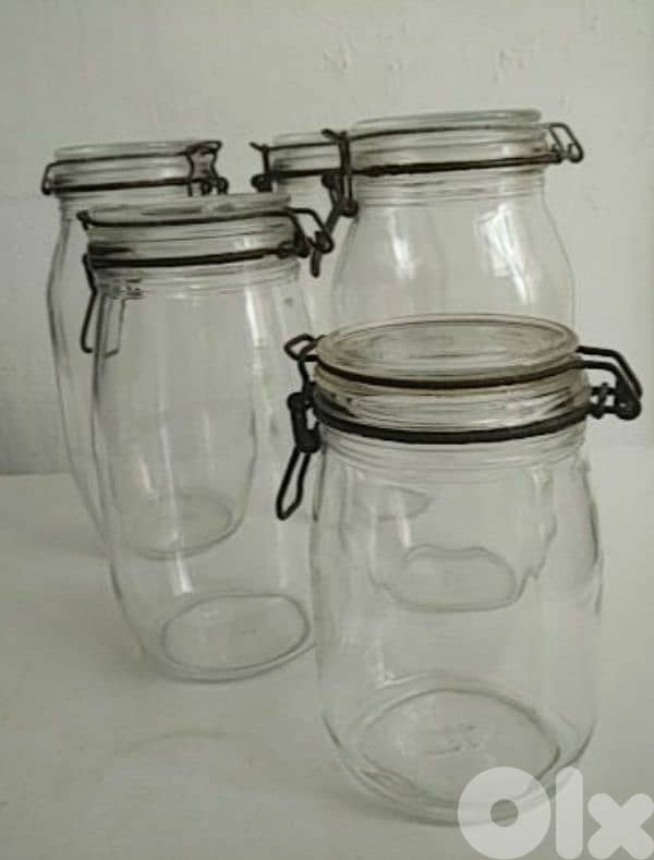 Vintage 5 ARC France Glass Jars herm canister - Not Negotiable 2