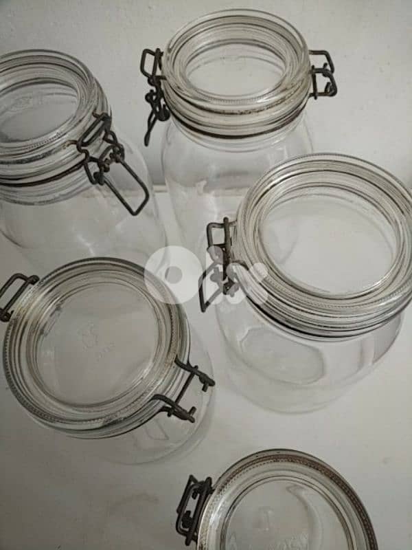 Vintage 5 ARC France Glass Jars herm canister - Not Negotiable 3