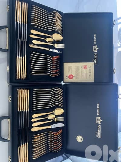 SBS Bestecke Solingen 24 karat gold plated cutlery sets