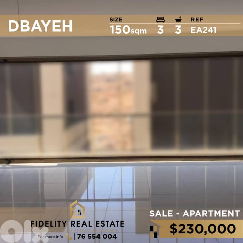 Apartment for sale in Dbayeh EA241  شقة للبيع في ضبية 0