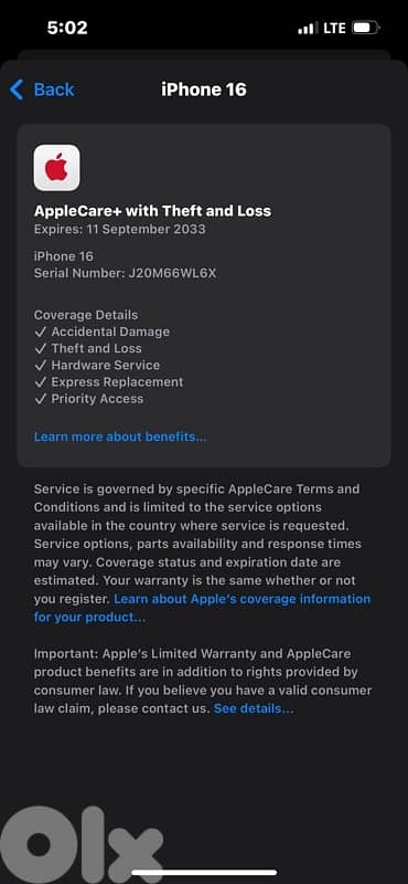 iPhone 16 128 Apple Care New 1