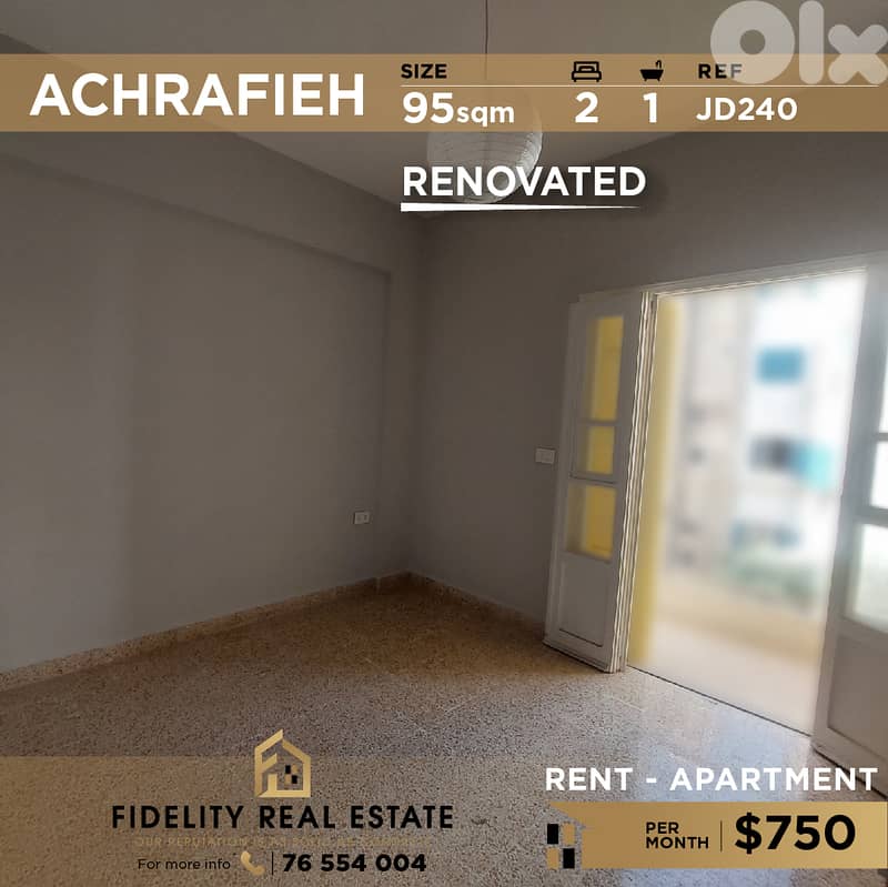 Apartment for rent Achrafieh JD240  شقة للإيجار في  الأشرفية 0