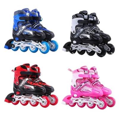 Adjustable Roller Skates with Light-up Wheels - حذاء تزلج قابل للتعديل