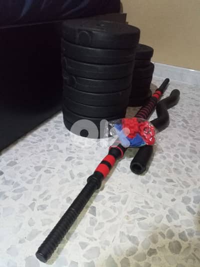 adjustable dumbbells and barbell