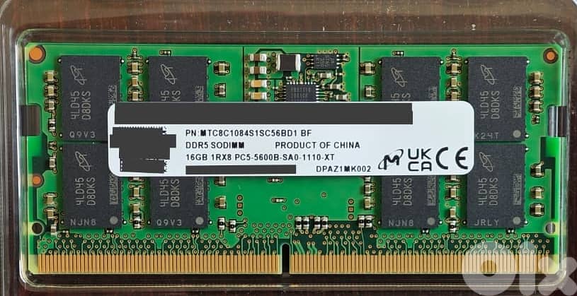 16 GB Micron DDR5 5600 SO-DIMM RAM 262 PIN (NEW) 0
