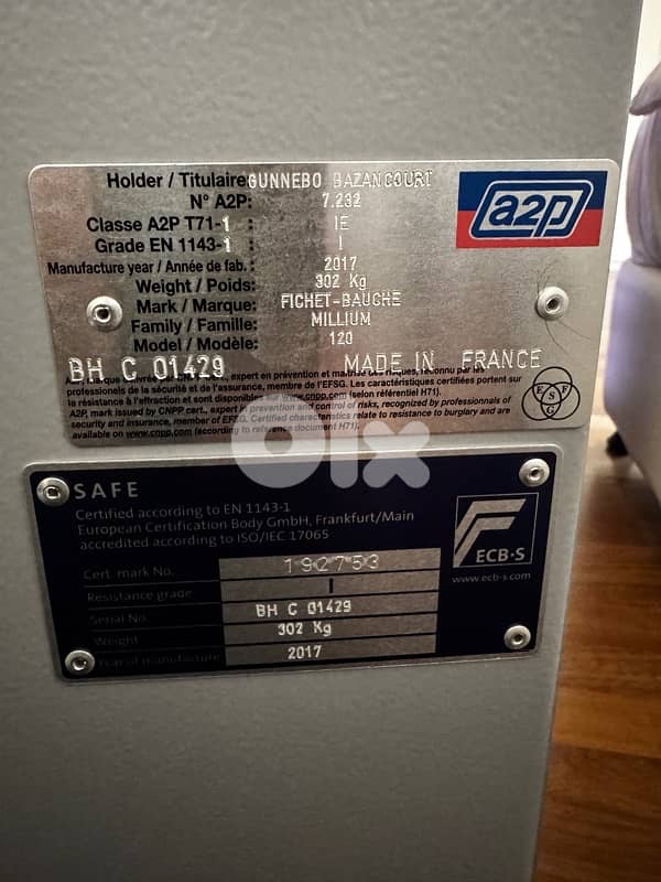 For Sale: Fichet-Bauche Millium 120 Safe (Gunnebo – Made in France) 4