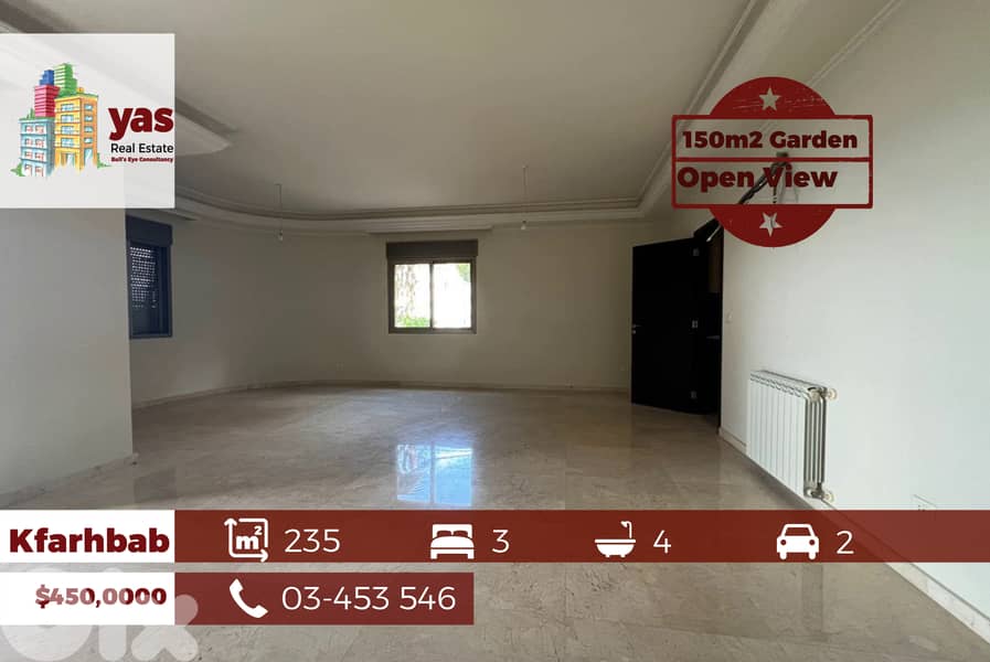 Kfarhbab 235m2 | 150m2 Garden | Mountain & Sea View | Catch | EH/IV 0