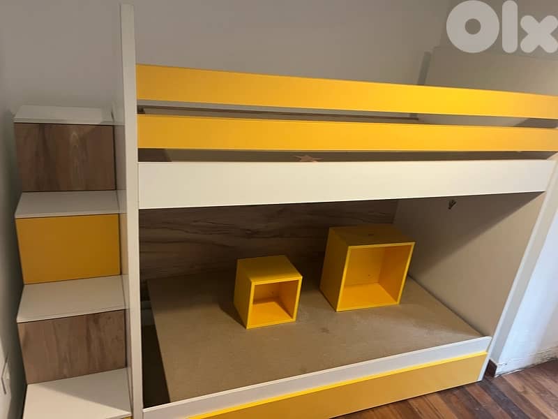 kids bunk bed bedroom double with drawer 1