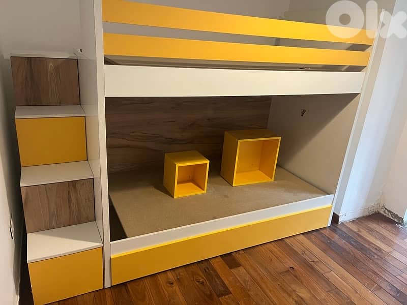 kids bunk bed bedroom double with drawer 2