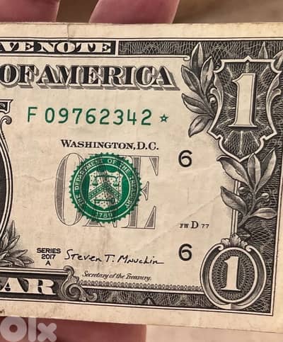 one dollar 1 dollar bill star note series 2017 A