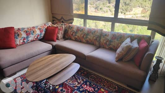 L-shape sofa with TV unit