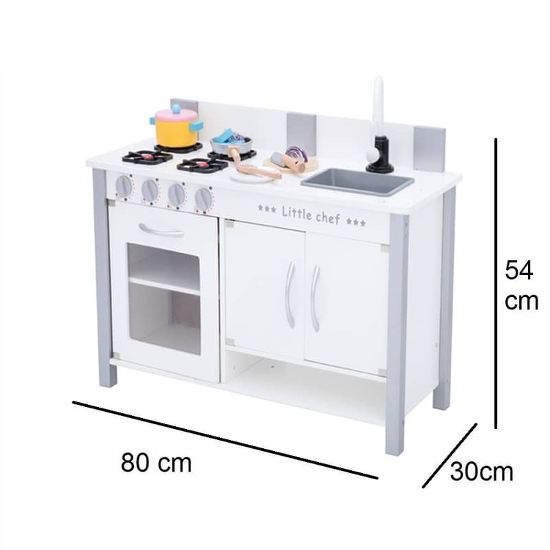 Wooden Kitchen With Sink 80x30x54 CM - مطبخ خشبي للأطفال مع حوض غسيل 1