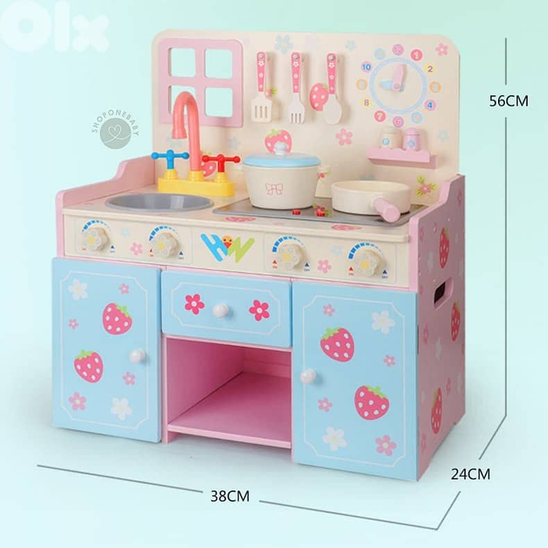 Wooden Strawberry Kitchen Playset 56 x 38 x 24 CM - مطبخ خشبي 1