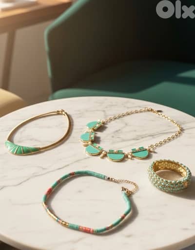 teal jewelry set