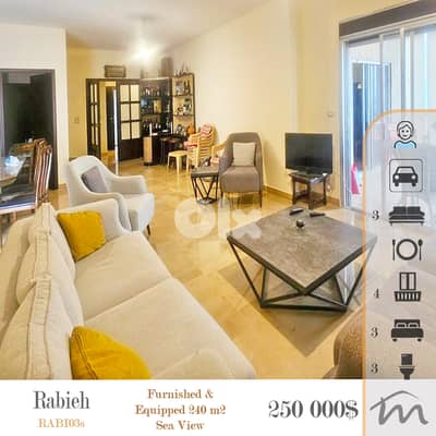 Rabieh | Great Building Condition - Newly Updated Exterior | Sea View