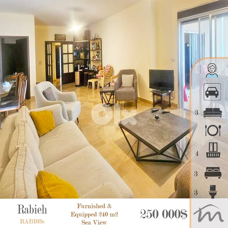 Rabieh | Great Building Condition - Newly Updated Exterior | Sea View 0