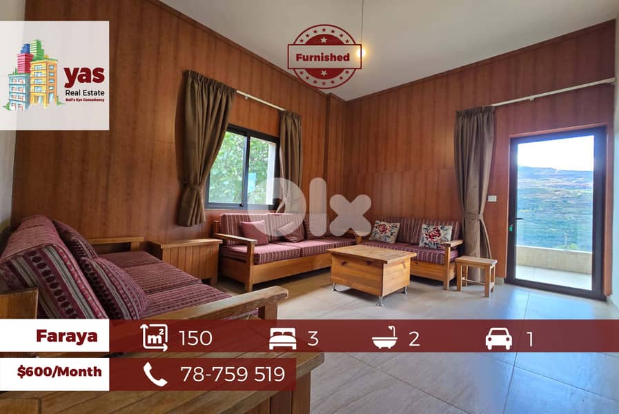 Faraya 150m2 | Cozy Chalet | Furnished | Mountain View | Rent | DA 0
