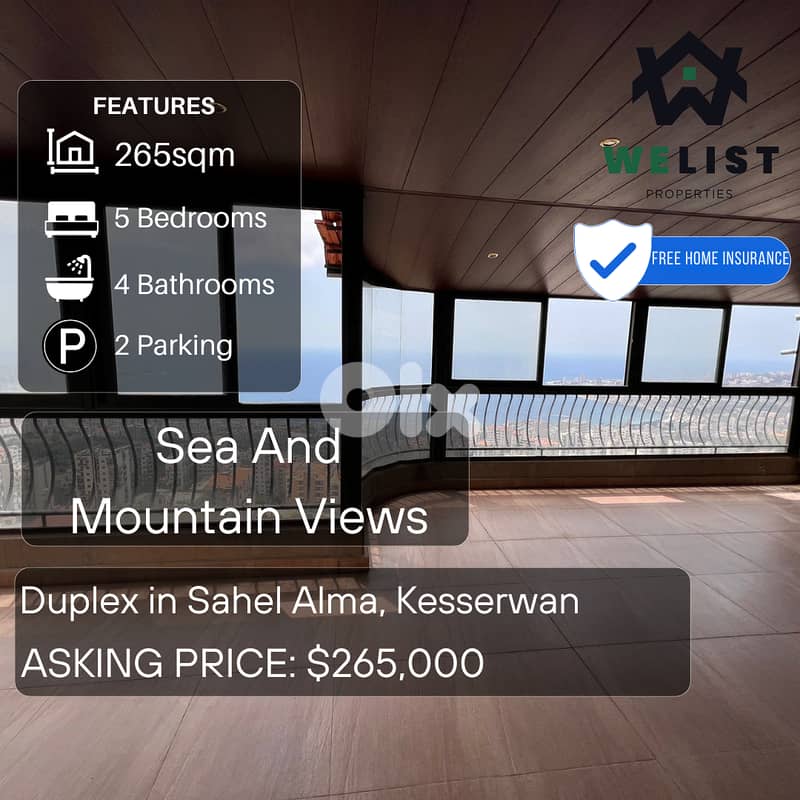 Apartment Duplex for sale in Sahel Alma دوبليكس للبيع في ساحل علما 0