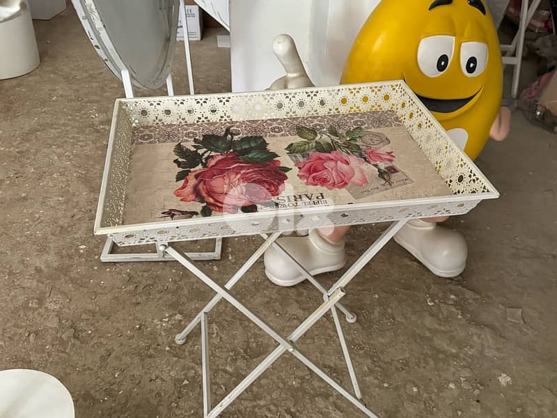 vintage metallic tray with stand 0